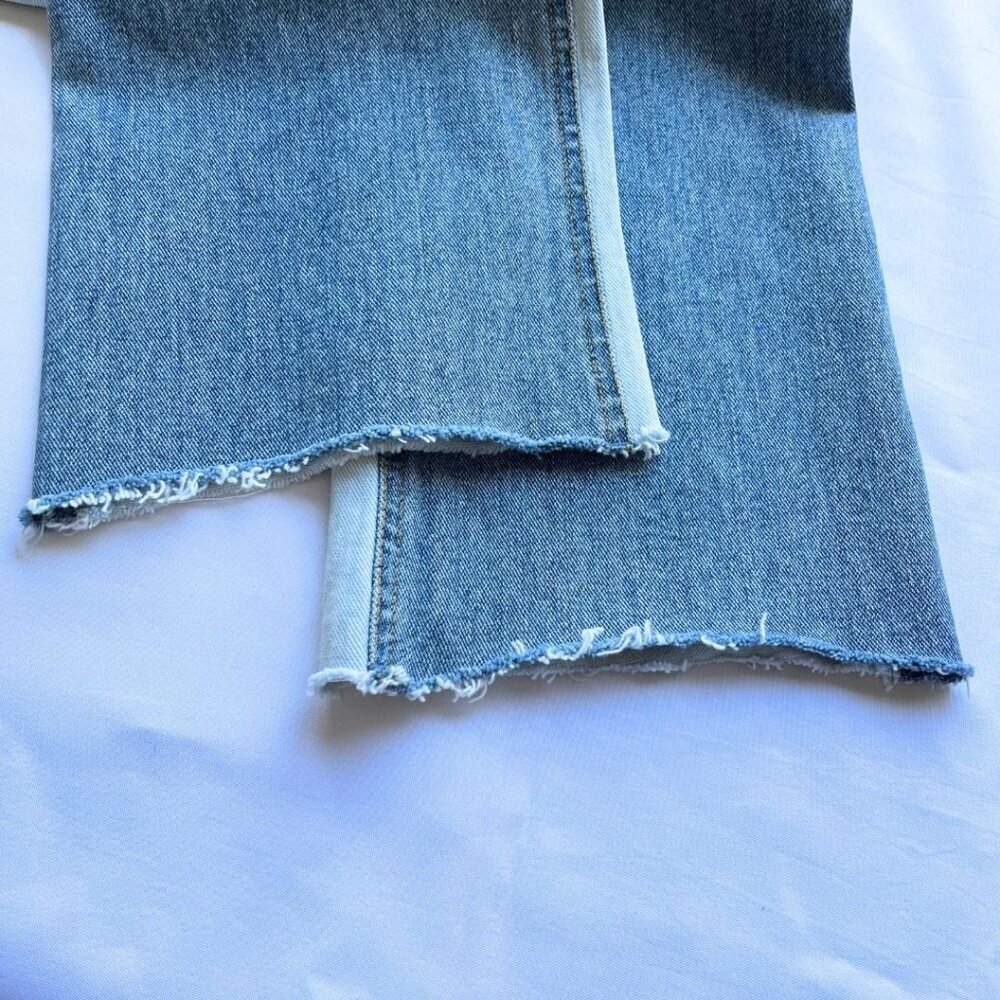 ANDERSSON BELL HIGH RISE PATCHWORK DENIM FLARED RAW HEM CROPPED JEANS - M - Picture 13 of 13